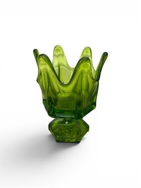 Viking Vintage Green Swung Glass Vase 70s